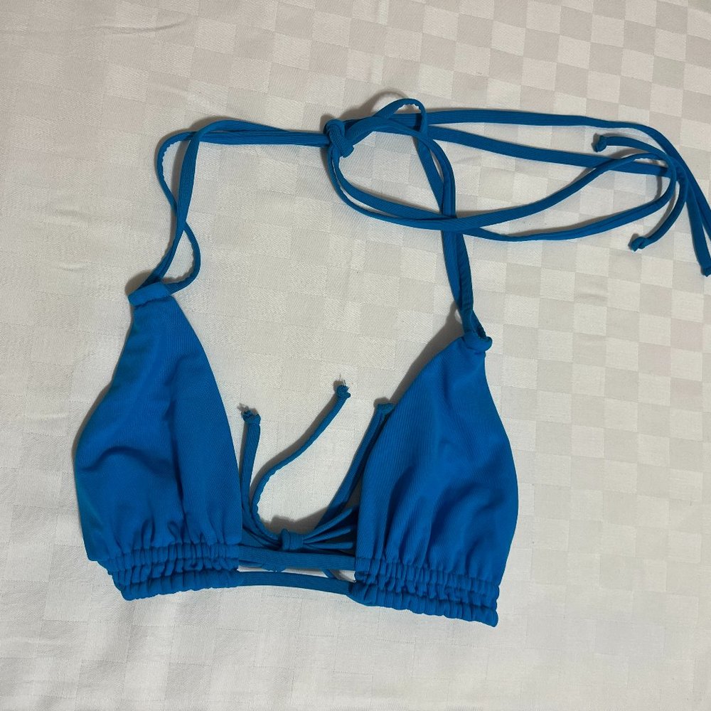 Gonza Triangle Bikini Top Size Small Daniela Blue Double Strap